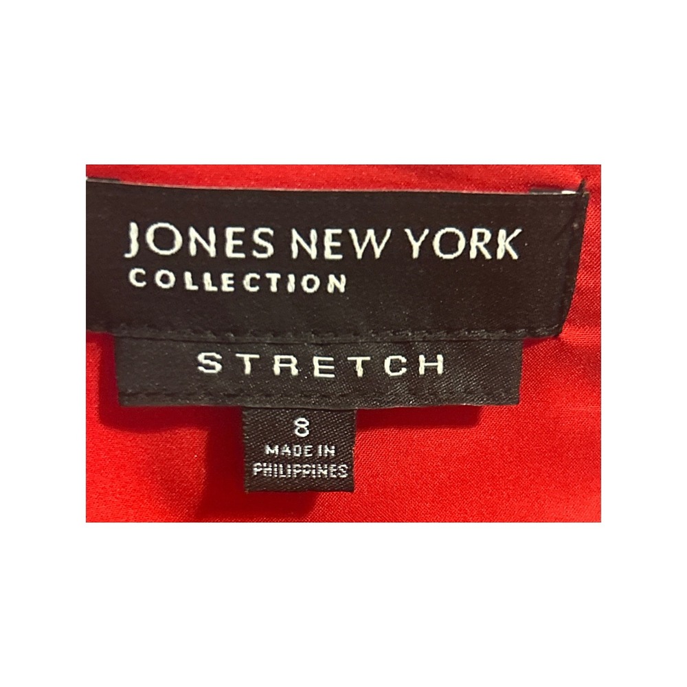 Jones New York Collection Tomato Red Stretch Sheath Dress with Gold Chain Belt 8 - Picture 7 of 8